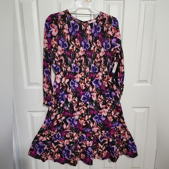 Terra & Sky Dress Purple Pink Floral Tiered Peasant Maxi Womens Plus - Picture 2 of 11